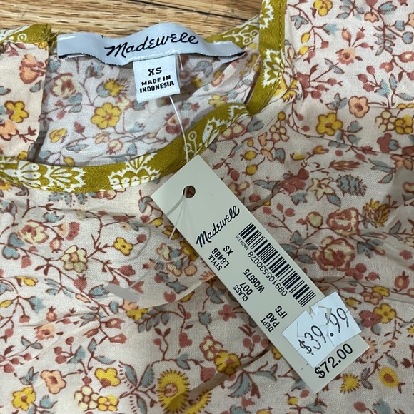 Madewell NWT XS boho button back top - Picture 2 of 4